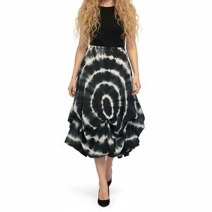 Renuar Black & White Tie Dye Bubble Midi Skirt - L